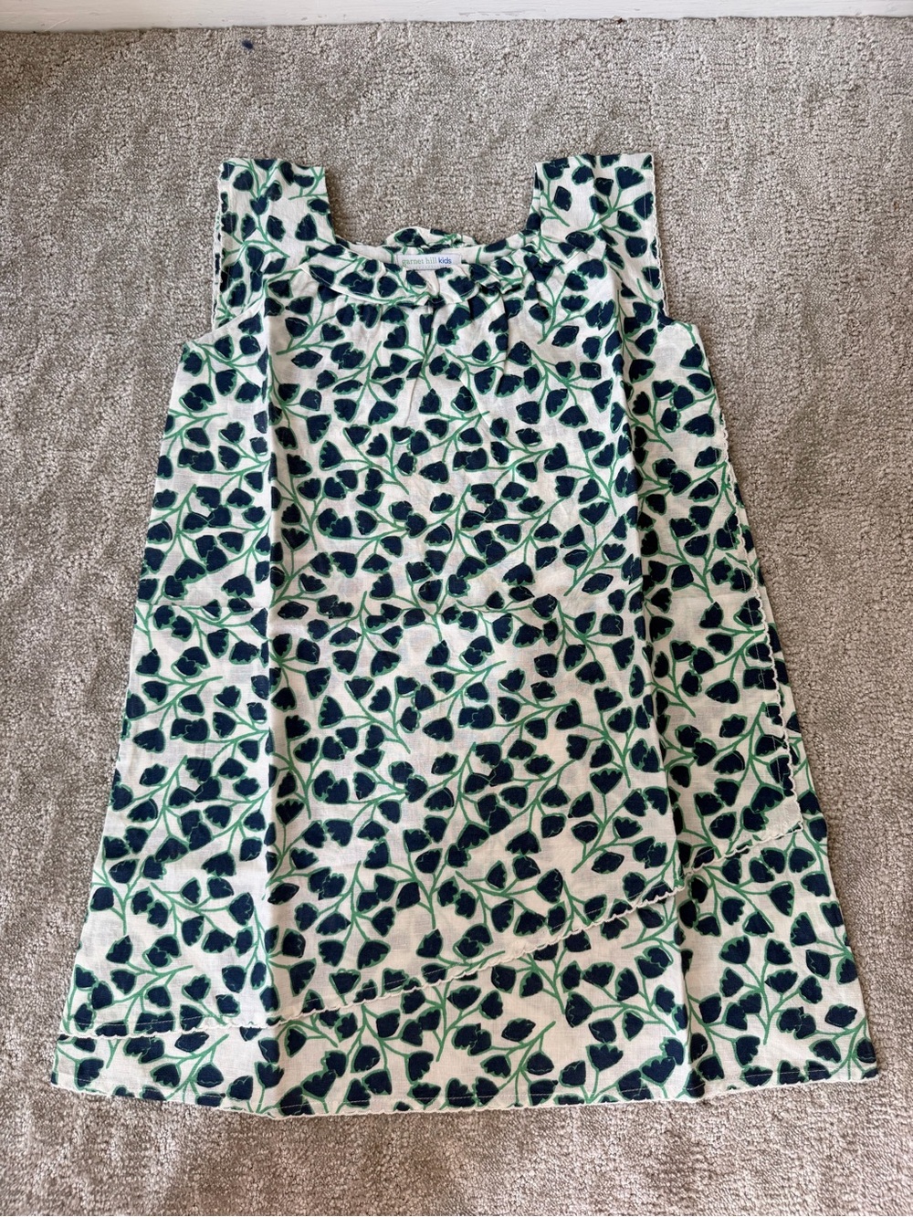 NWT Garnet Hill Kids Linen Blend Layered Dress in Blue Floral Size 8 Years